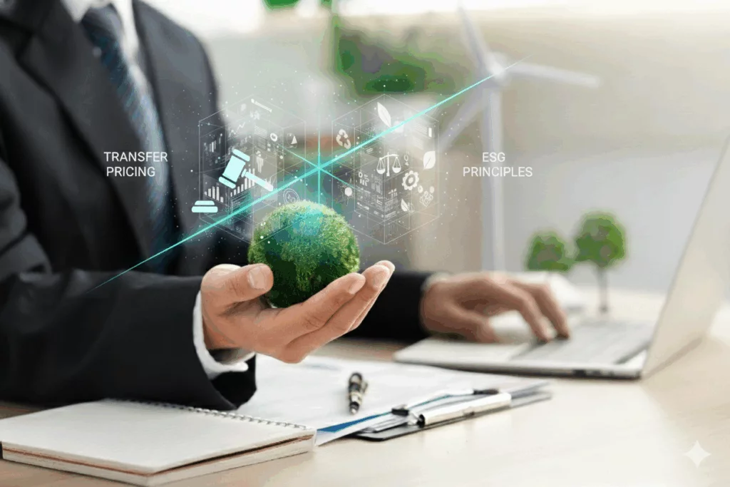 Businessman holding a moss globe, projecting a hologram illustrating